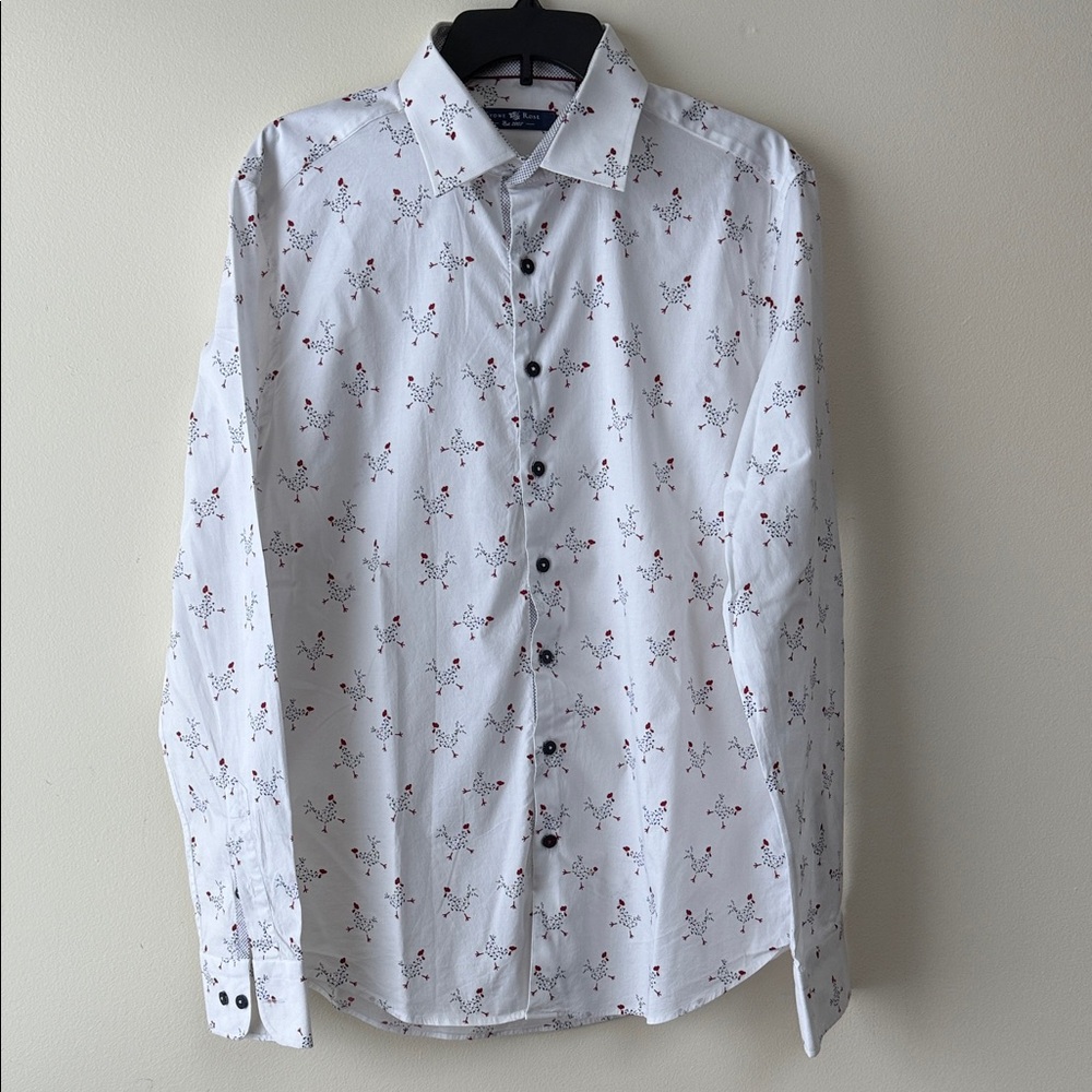 Stone Rose White Shirt with Red and Black Design